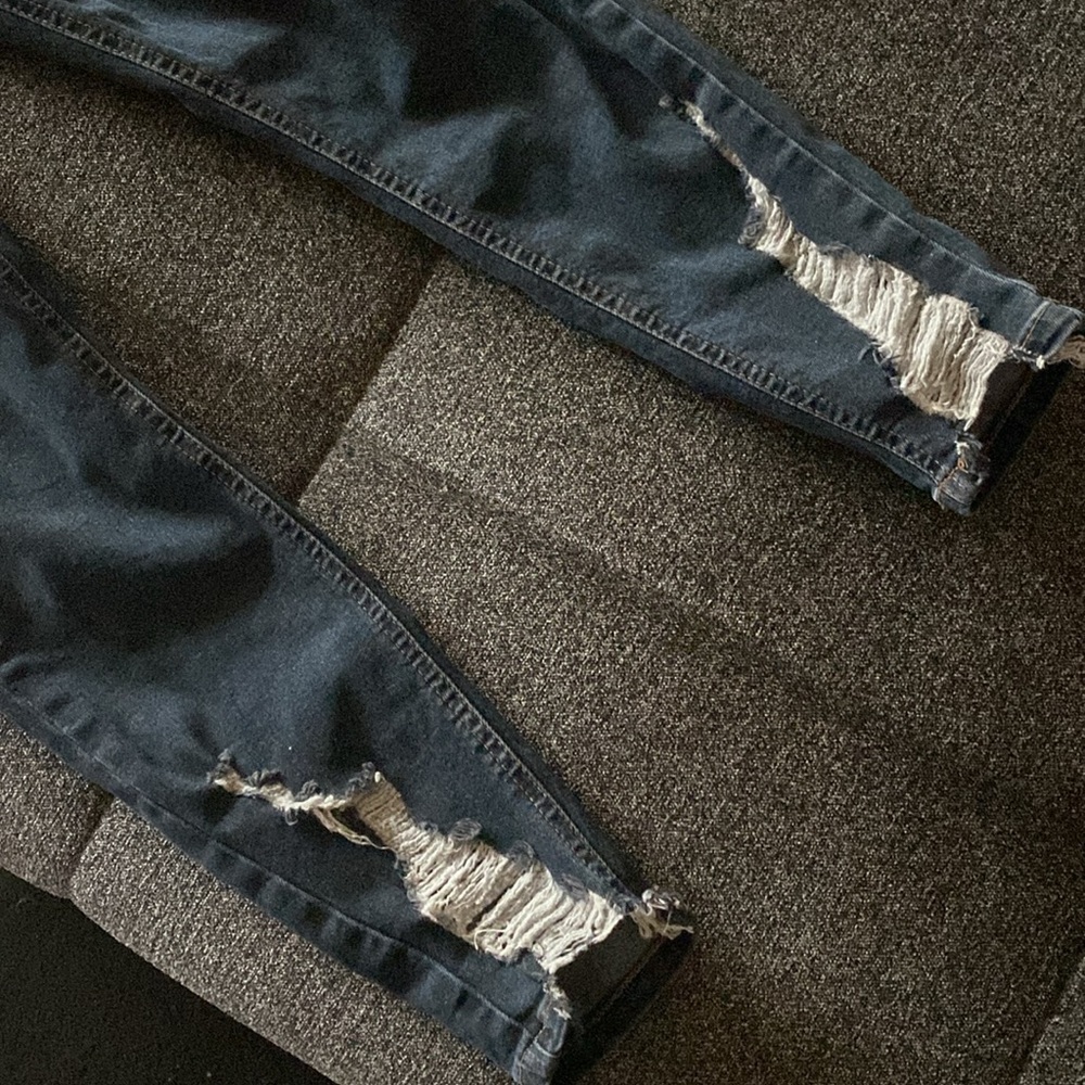 Topshop - Jamie High Waist Ripped Hem Skinny Jeans in Blue Black Women's size 28 - Picture 3 of 4